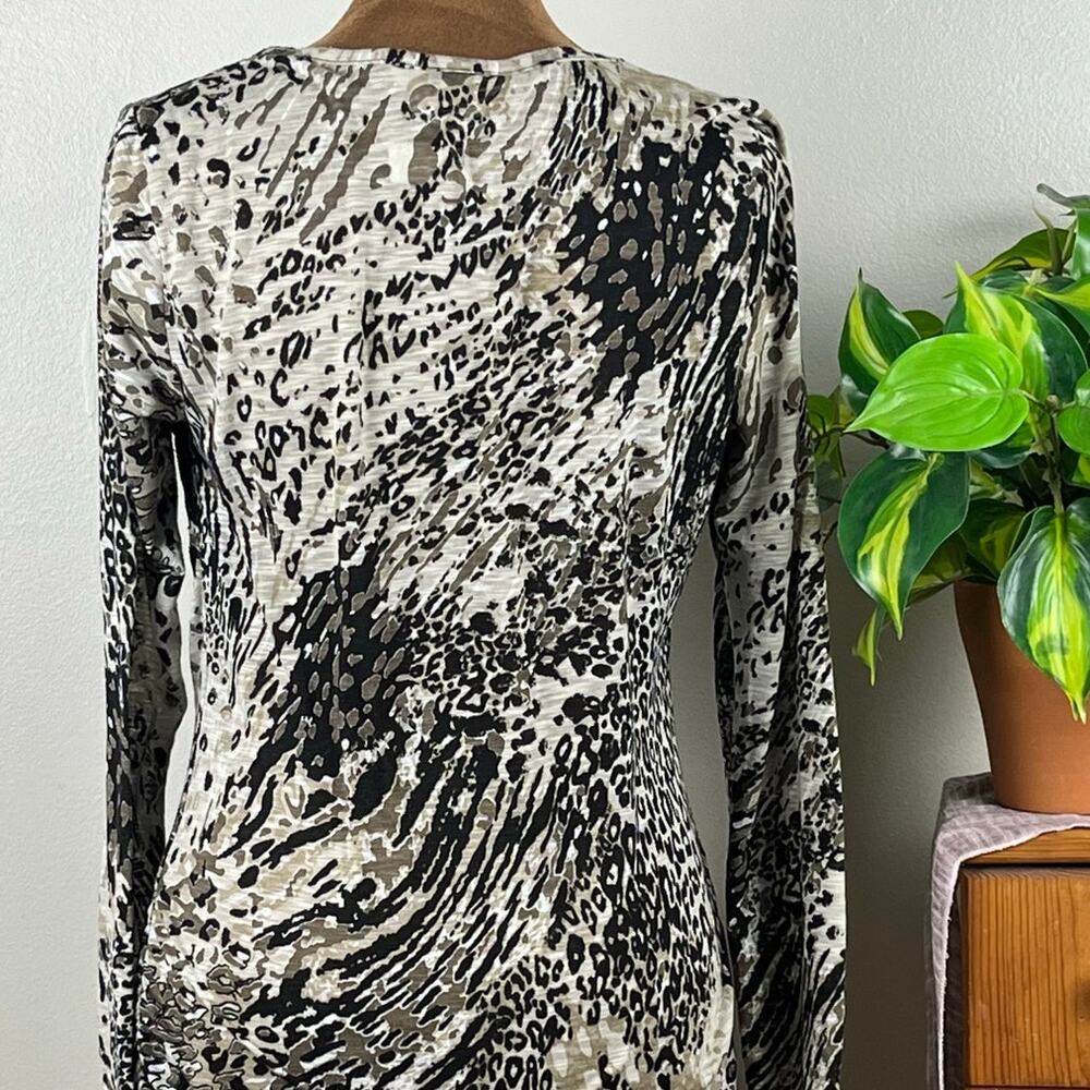 Miss Etam Brown Animal Print Long Sleeve Mini Dress/Top Size Small - Picture 5 of 10